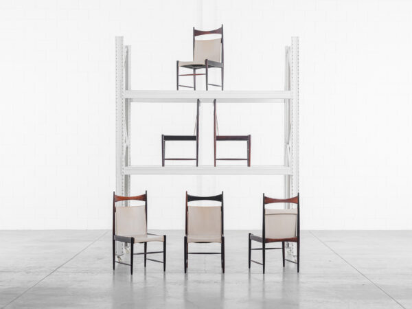 Sergio Rodrigues - Conjunto de 6 cadeiras Cantu alta